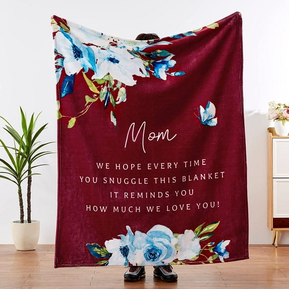 Gifts for Mom, Birthday Gifts for Mom, Mom Gifts, Mom Gifts from Daughters, Mom Birthday Gifts, Happy Birthday Mom Soft Throw 50" x 60", Burgundy