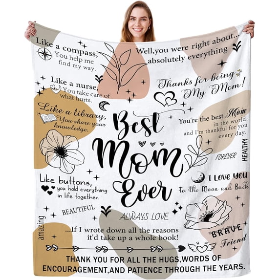 Gifts for Mom Blanket,Best Mom Ever Blanket Gifts from Daughter Son,Birthday Gift for Mom,Best Mom Gift Ideas,Soft Warm Flannel Throw Blanket 80"x60"