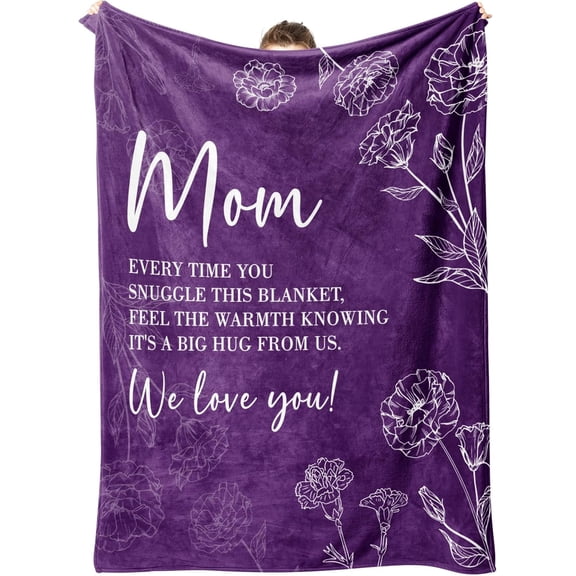 Gifts for Mom Blanket, Mom Birthday Gifts, to My Mother Blanket Gift from Daughter Son, Present for Moms for Christmas 60" x 50", Blue