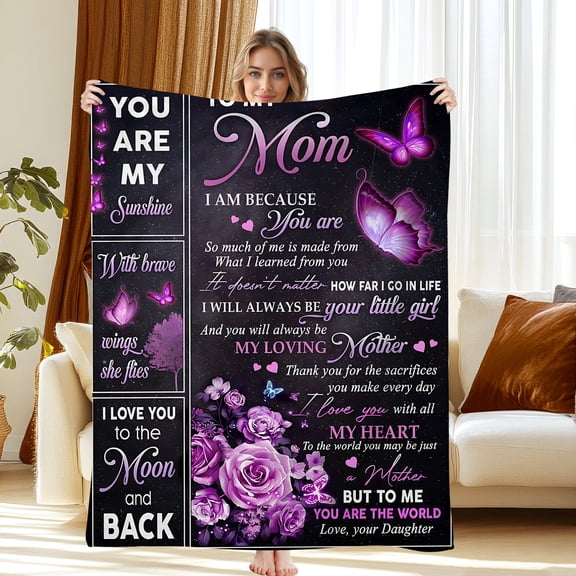 Gifts for Mom Blanket, Mother Gift Mother Throw Blanket, Mothers Day, Christmas, Birthday Presents for Mommy, Soft Flannel Twin Blanket, 60"x80"