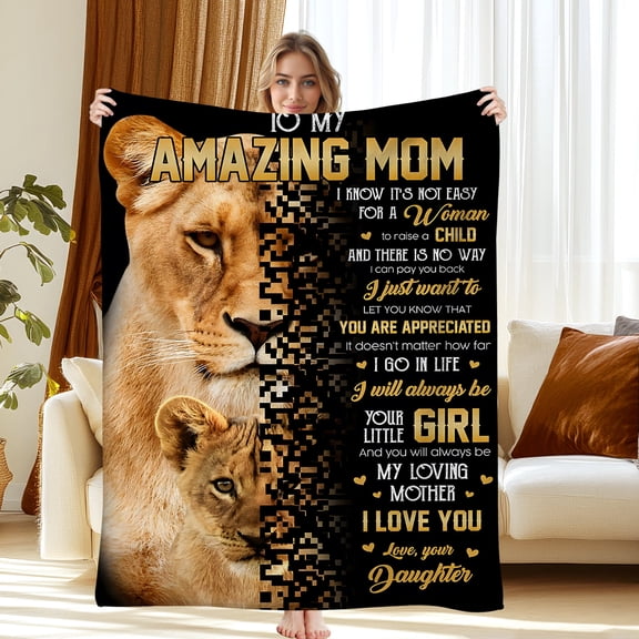 Gifts for Mom Blanket, Mother Gift Mother Throw Blanket, Mothers Day, Christmas, Birthday Presents for Mommy, Soft Flannel Twin Blanket, 60"x80"