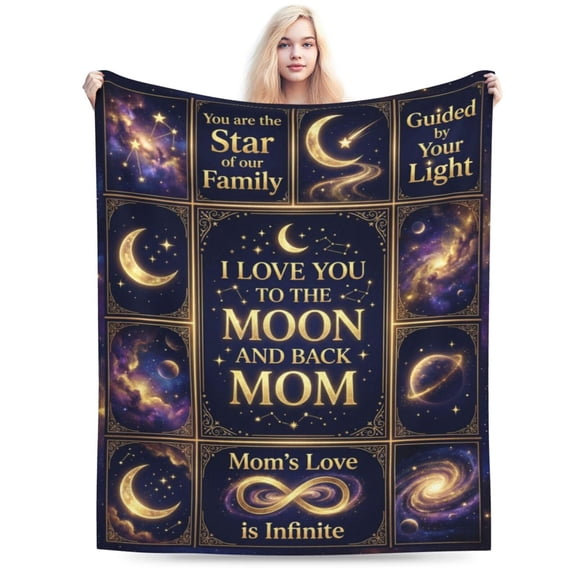 Gifts for Mom Celestial Patchwork Flannel Throw Blanket,Cozy Fleece Plush Blanket for Couch Bed, Mother's Day Birthday Gift 50x40