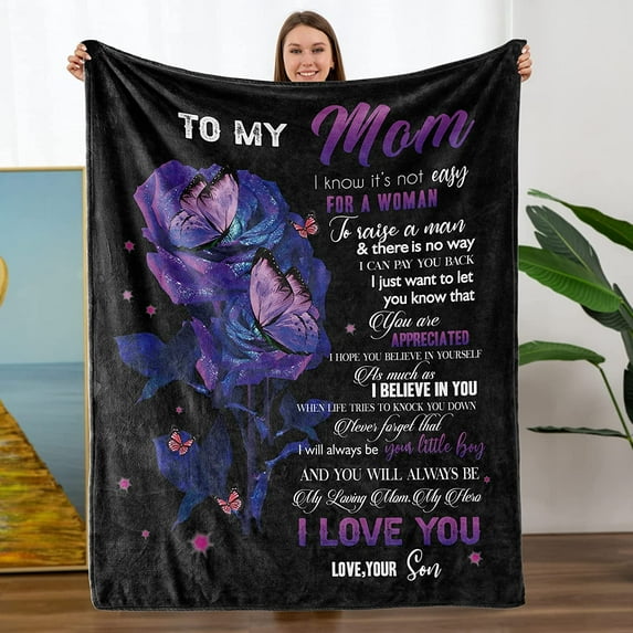 Gifts for Mom, Christmas Birthday Gifts for Mom, Mom Blanket from Sons Presents Sofa Bed Blanket(Size:50"x60")