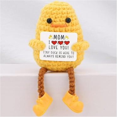 Gifts for Mom Long Legged Cute Support Duck, Birthday Mothers Day Christmas for Mom from Daughter Son, Handmade Crochet Knitted Positive Cute Duck