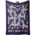 thumbnail image 1 of Gifts for Mom, Mom Birthday Gifts, Funny Mom Gifts Scrabble Blanket from Daughter, Son for Mothers Day, Christmas, Soft Flannel Blanket x Purple, 1 of 7