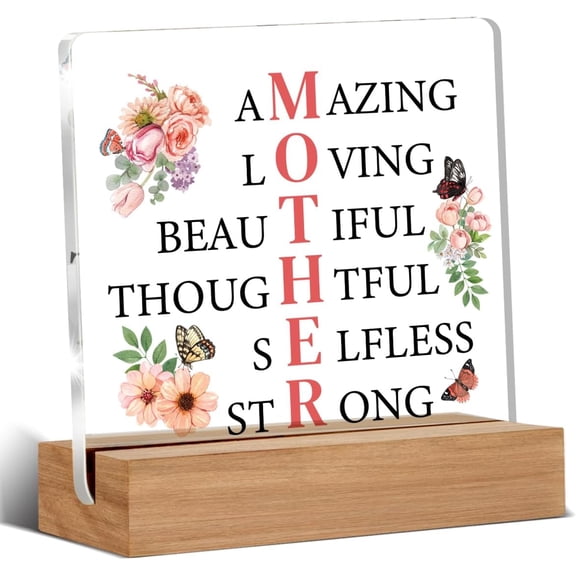 Gifts for Mom - Mom Gifts - Meaningful Gift for Mother Mom Mum - Mom Clear Desk Decorative Sign Mother Acrylic Sign Home Decor 4x4 Inch