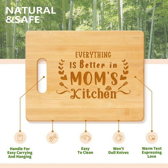 Gifts for Mom, Personalized Engraved Bamboo Cutting Board