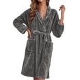thumbnail image 1 of Gifts for Mom Robes for Women Fleece House Coat Oversized Soft Women's Sleepwear Spa Womens Bathrobe Dark Gray, 1 of 6