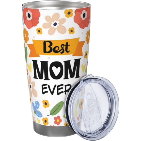 Gifts for Mom from Daughter Son, 20oz Insulated Tumbler Mom Gifts Ideas, Flower Print Stainless Steel Tumbler, Best Mom Ever Gifts