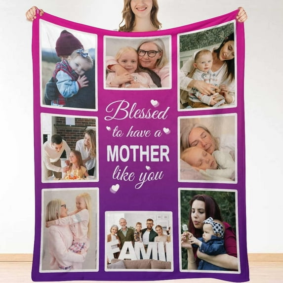 Gifts for Nana Personalized Blanket Customized Blankets with Photos Grandma Grandmother Picture Throw Blanket Birthday from Granddaughter A Blankets