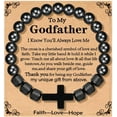 thumbnail image 1 of Gifts for New Dad Husband Grandpa Son, Obsidian Cross Bracelet Christian Religious Christmas Fathers Day Birthday Jewelry Gifts for Men, 1 of 5