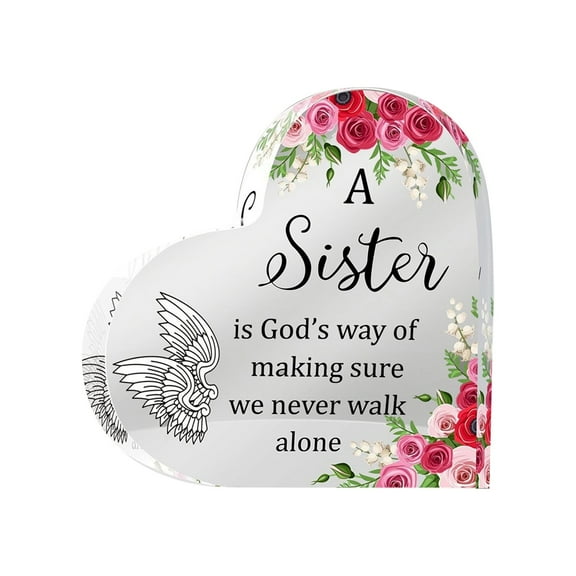 Gifts for Sisters, Acrylic Heart Gift Keepsake Sign Decor for Women Girls Grandma Sister Friend Female Christmas Birthday Thank You Acrylic Gift