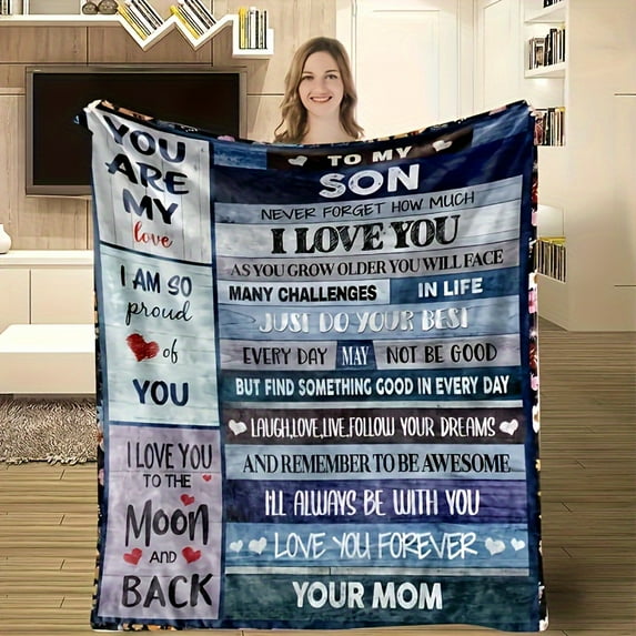 Gifts for Son Birthday Gifts to Son | to My Amazing Son Blanket with Many Great Words | Blanket Gifts for Son | Graduation for Son Throw Blanket