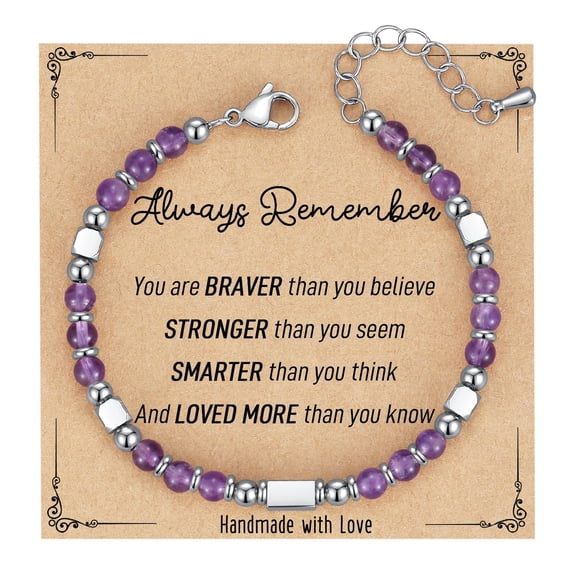Gifts for Teen Girls/Kids, Graduation Gift for Her, Tiny Gemstone Beaded Bracelets for Women Teenage Girls Trendy Jewelry with Inspirational Card