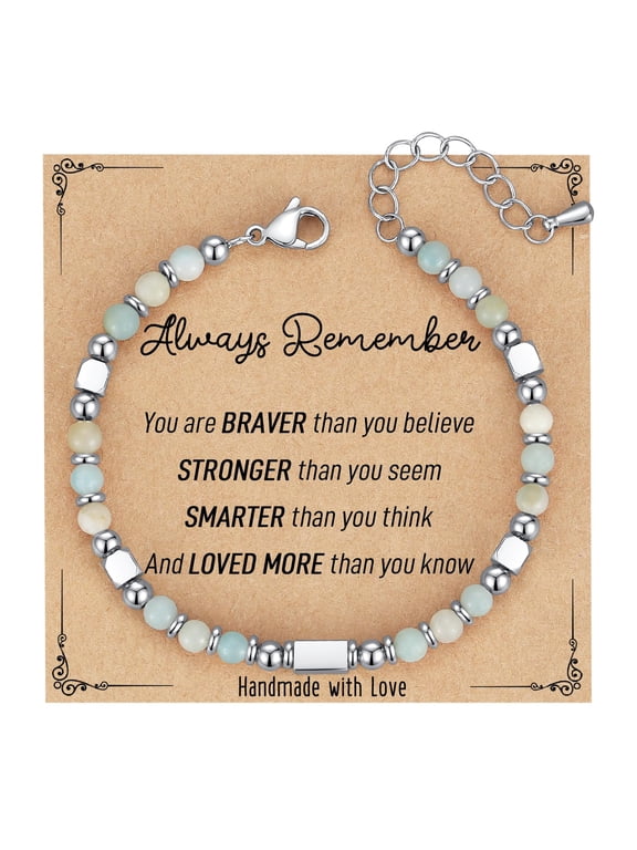 Gifts for Teen Girls/Kids, Graduation Gift for Her, Tiny Gemstone Beaded Bracelets for Women Teenage Girls Trendy Jewelry with Inspirational Card