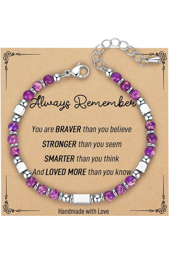 Gifts for Teen Girls/Kids, Graduation Gifts for Her, Tiny Gemstone Beaded Bracelets Teenage Teen Girl Gift Trendy Stuff with Inspirational Card