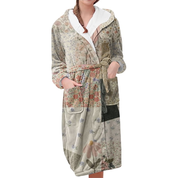 Gifts for Women Cotton Robes for Women Fleece Women's Nightgowns & Sleepshirts Oversize Cute Women's Sleepwear House Womens Robe Khaki