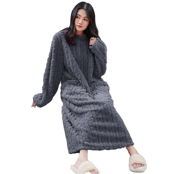 Gifts for Women Cotton Robes for Women Fluffy Women's Nightgowns & Sleepshirts Oversize Cute Women's Sleepwear House Womens Robe Grey
