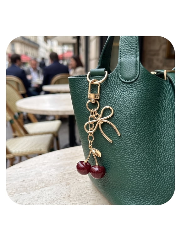 Gifts for Women Keychain Cherry Bag Charms Purse: Key Chains Women Cute - Car keyrings leather handbags - Valentines Day Gifts
