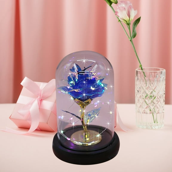 Gifts for Women PALIFEUR Rose in Glass Dome, Artificial Flowers with LED Night Light, Roses Gifts for Mom,Valentines Day Gifts for Wife