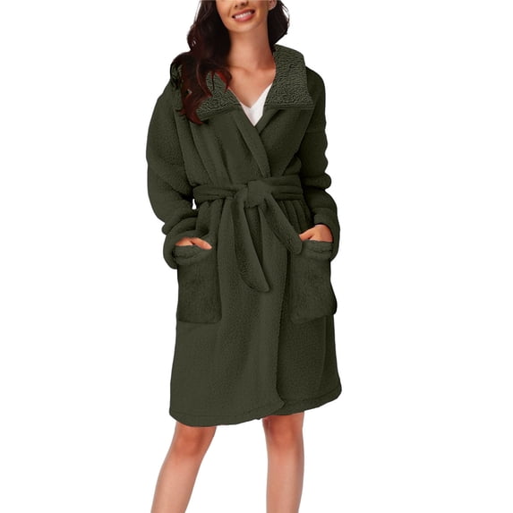 Gifts for Women Robes for Women Fluffy House Coat Oversized Kimono Women's Sleepwear Spa Womens Bathrobe Army Green