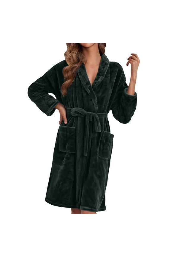 Gifts for Women Robes for Women Fluffy House Coat Oversized Soft Women's Sleepwear Spa Womens Bathrobe Blackish Green