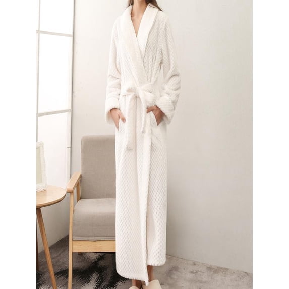 Gifts for Women Robes for Women Fuzzy House Coat Oversized Kimono Women's Sleepwear Spa Womens Bathrobe White