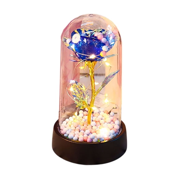 Gifts for Women, Rose Fresh Flowers in Glass Dome with LED Light, Real Roses Gifts for Wife Sister Girlfriend on Mother Day Birthday Valentine Day