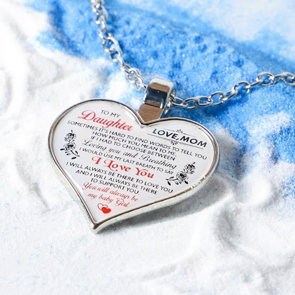 Gifts for Women Valentine'S Day Gift for Women Heart Necklace Unique Gift Party To My Daughter Mom Heart Necklace on Clearance