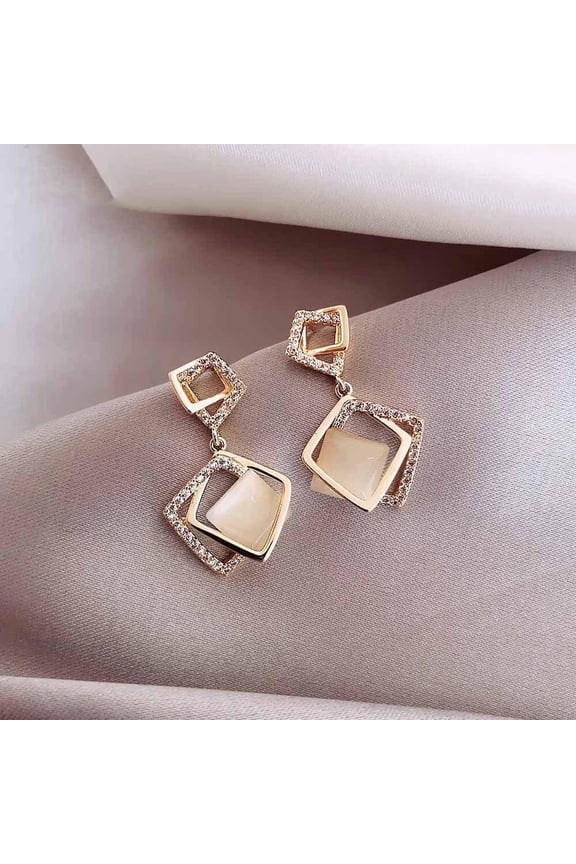 Gifts for women-Korean Simple Gold Unique Earrings for Round Face High End