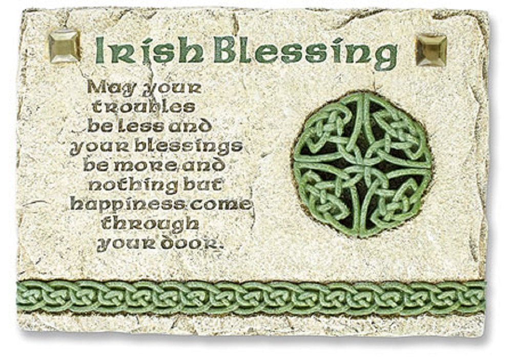 Irish Blessing Beige and Green Celtic Knot Wall Plaque