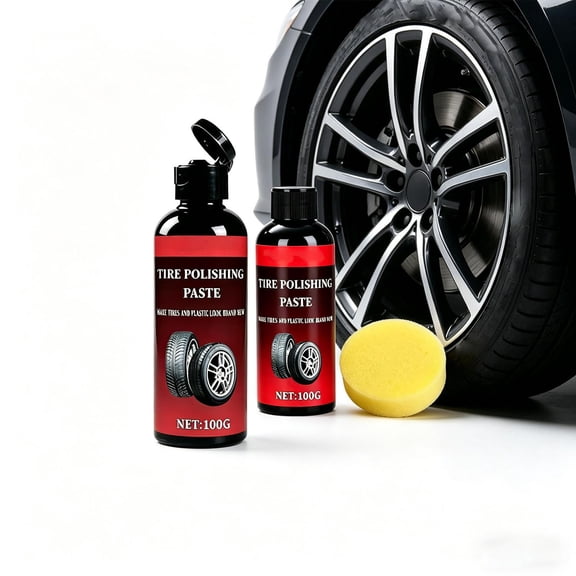Gifts onlyliua 100g Tire Coating Paste Blackening Gloss Tire Shine Restorer Anti-Fouling Anti-Cracking Rubber Dressing with Applicator Sponge Long-Lasting Wheel Care Auto Detail
