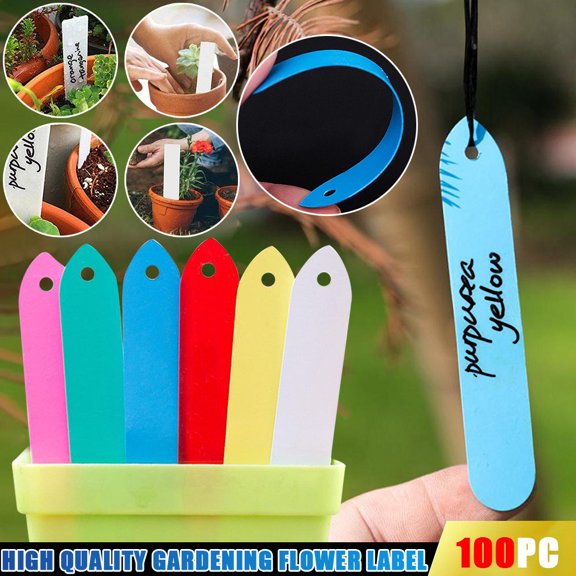 Gifts ufehgfjh 100-Pack Plastic Plant Markers T-Stake Garden Labels Durable Writable Nursery Tags Weather-Resistant Pot Markers For Seedlings Pots Raised Beds Plant Identification labels