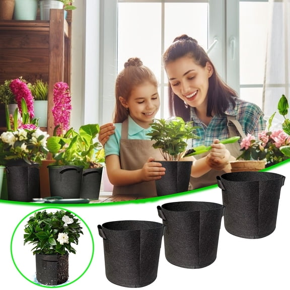 Gifts ufehgfjh 3-Pack Heavy-Duty Nonwoven Fabric Grow Bags With Handles Reusable Breathable Gallon Planters For Vegetables Potatoes Tomatoes Balcony Patio Gardening fabric pots