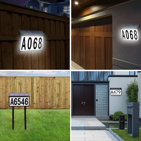 Gifts ufehgfjh Solar-Powered Address Sign LED Light Solar House Number Plaque Illuminate Doorway Nighttime Visibility Weatherproof Wall-Mounted Solar LED House Number Accent