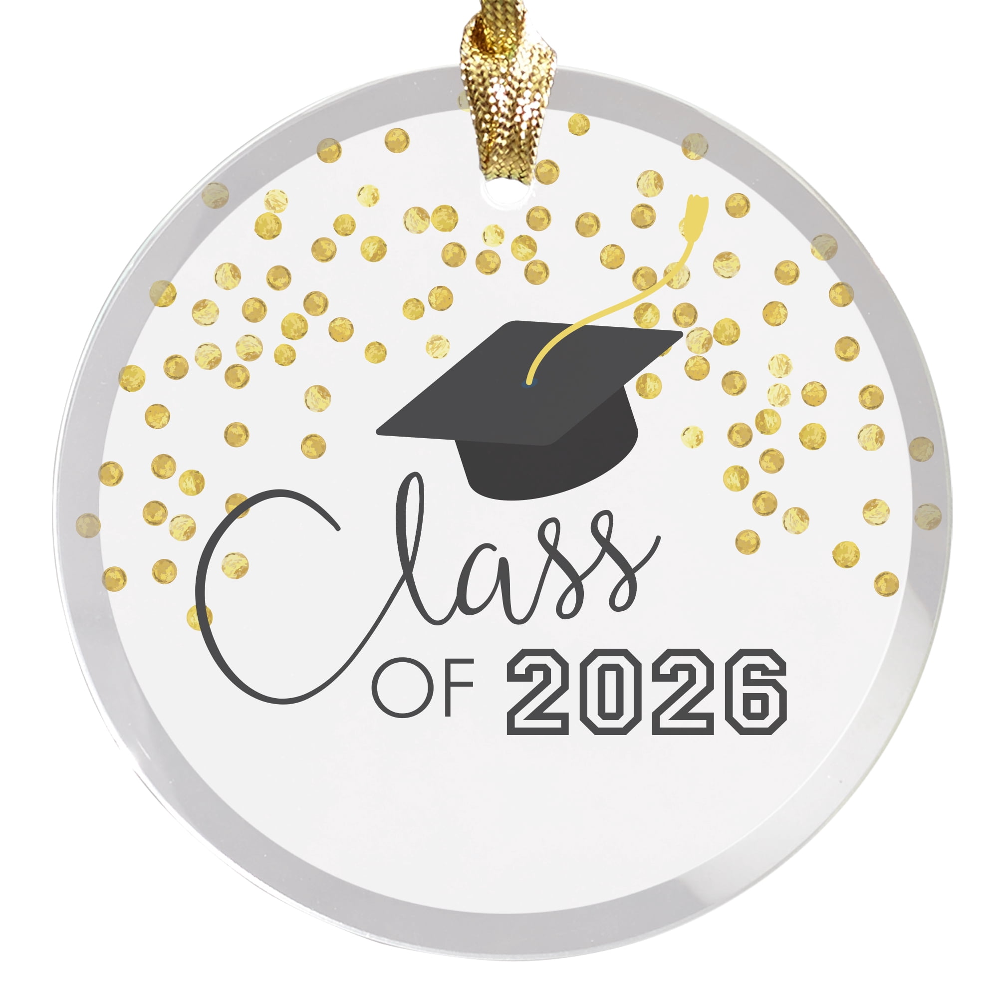 2026 Class Of Graduation With Cap And Gold Confetti Design Round Disc ...