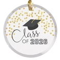 thumbnail image 1 of 2026 Class Of Graduation With Cap And Gold Confetti Design Round Disc Ornament, 1 of 2
