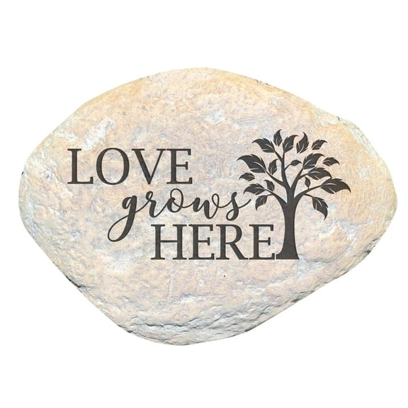 GiftsForYouNow Love Grows Here Garden Stone Decorative Outdoor Yard Rock with Tree Design