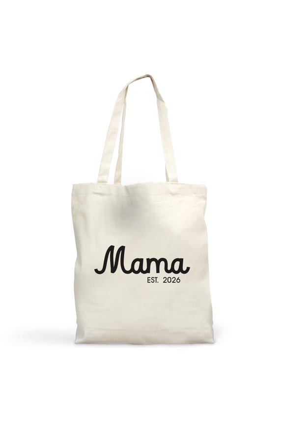 Mama Est. 2026 Tote Bag, New Mom Gift, First Time Mom Canvas Bag