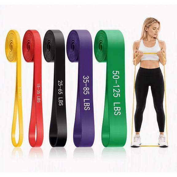 Giftsfaloy 5-Level TPE Resistance Bands Set, 5-125 lbs Pull Up Assistance Exercise Bands for Workout