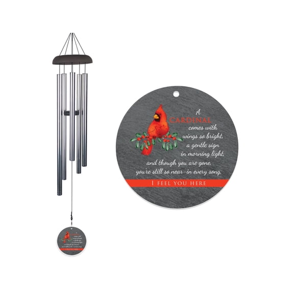 Cardinal 24" Memorial Wind Chime, Aluminum Tubes and Metal Canopy