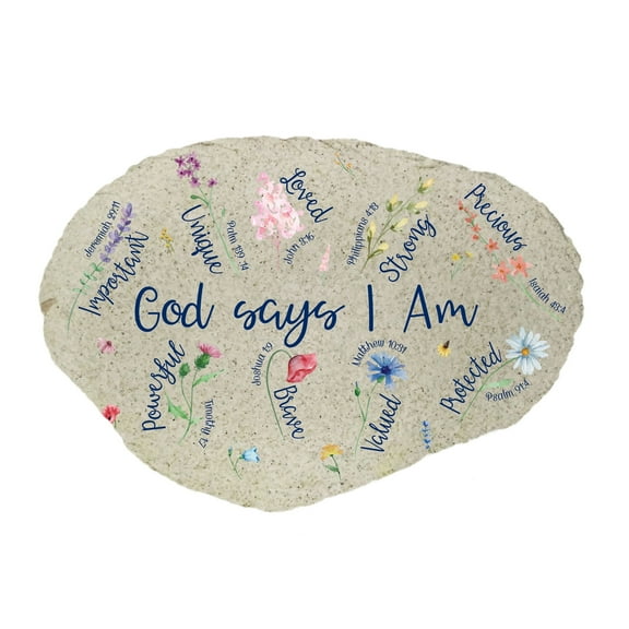GiftsForYouNow God Says I Am Flat Garden Stone