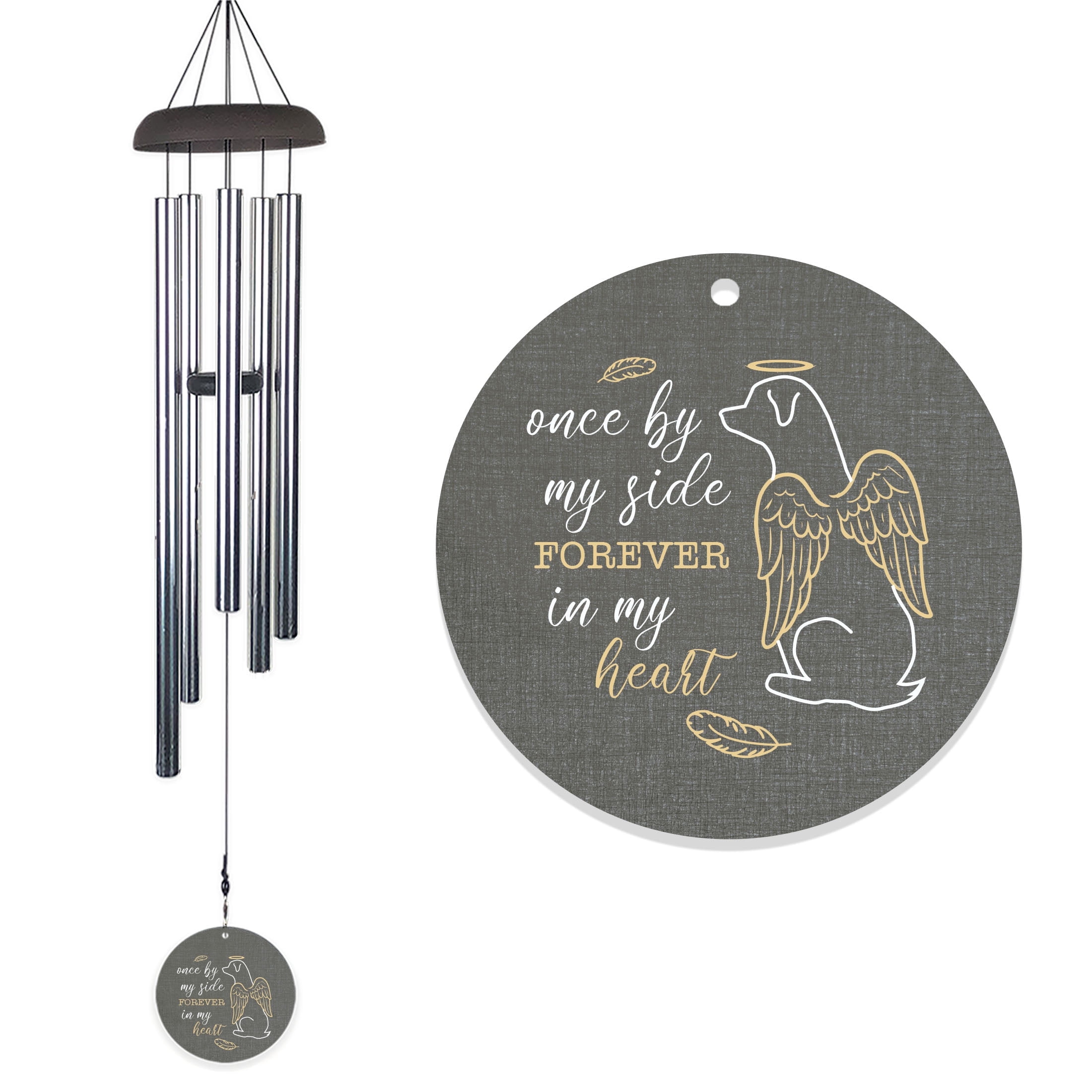 Once by my side 24" Memorial Wind Chime, Aluminum Tubes and Metal Canopy