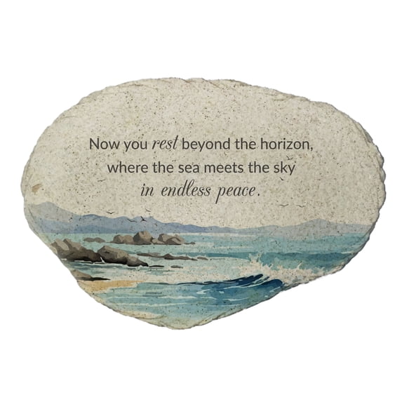 Giftsforyounow Personalized Beach Memorial Garden Stone with Waves Flat Outdoor Sympathy Gift