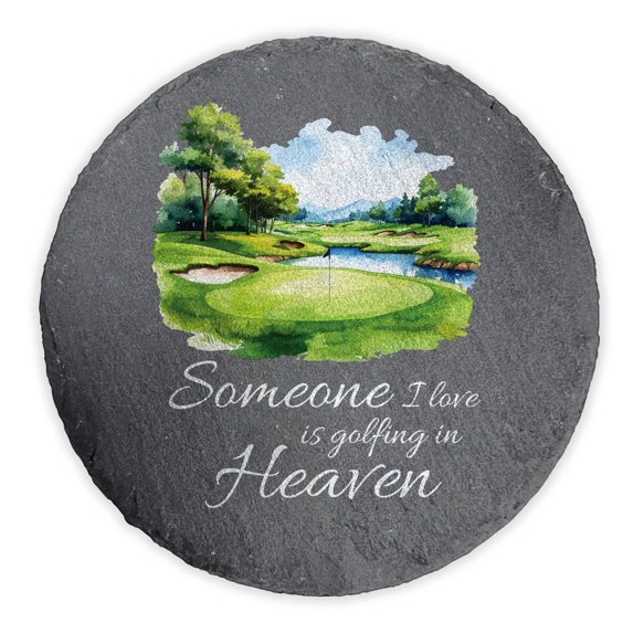 Giftsforyounow Personalized Golf Memorial Round Slate Garden Stone 10 Inch Sympathy Gift for Golfer