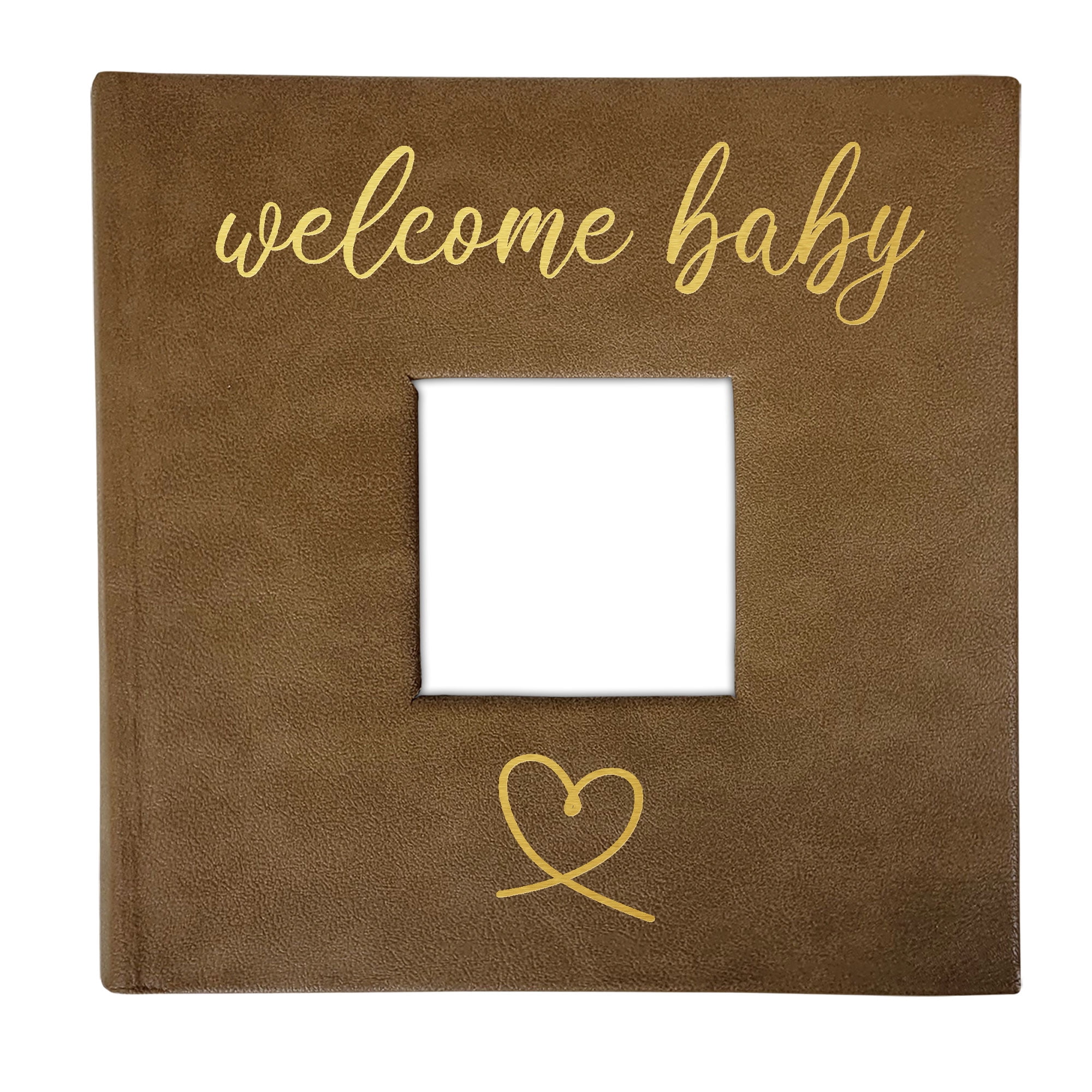 Giftsforyounow Personalized Welcome Baby Brown Leatherette Photo Album Newborn Memory Book