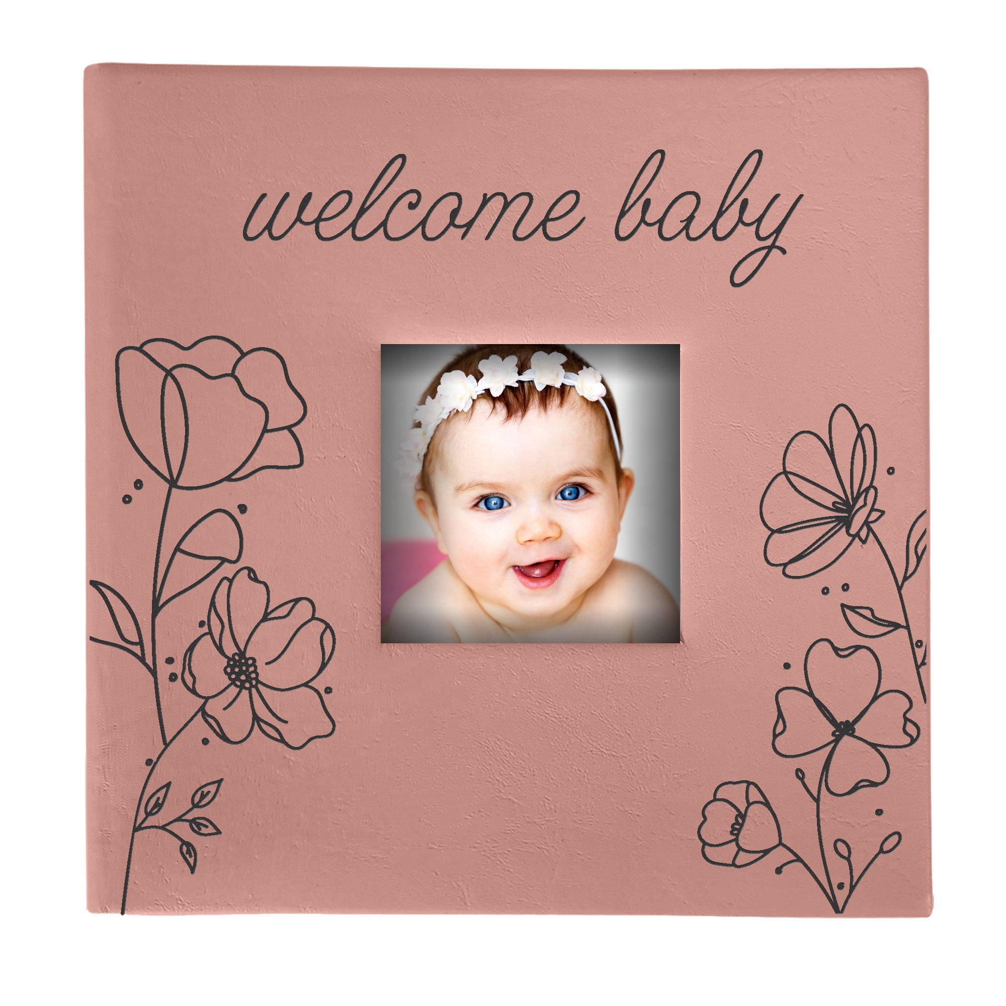Giftsforyounow Personalized Welcome Baby Floral Print Pink Leatherette Photo Album Baby Girl Keepsake