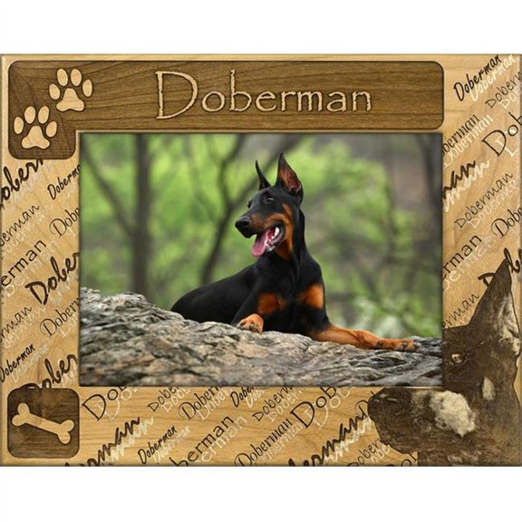 Giftworks Plus DBA0067 Doberman, Alder Wood Frame, 4 x 6 In