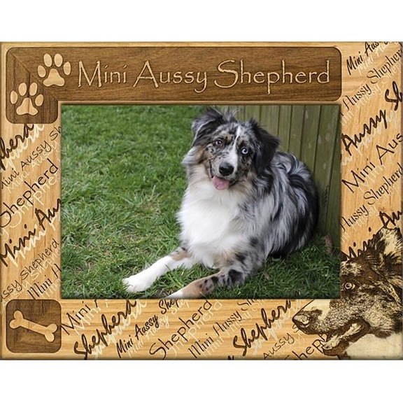 Giftworks Plus DBA0117 Mini Aussy Shepherd, Alder Wood Frame, 3.5 x 5 In