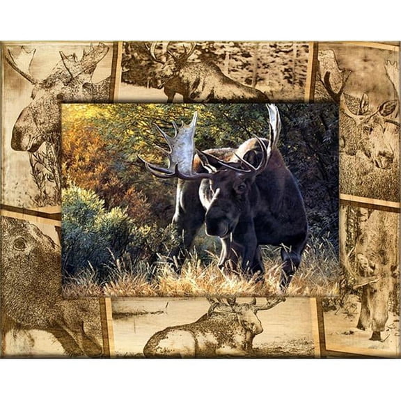 Giftworks Plus SPR2005 Moose, Alder Wood Frame, 3.5 x 5 In